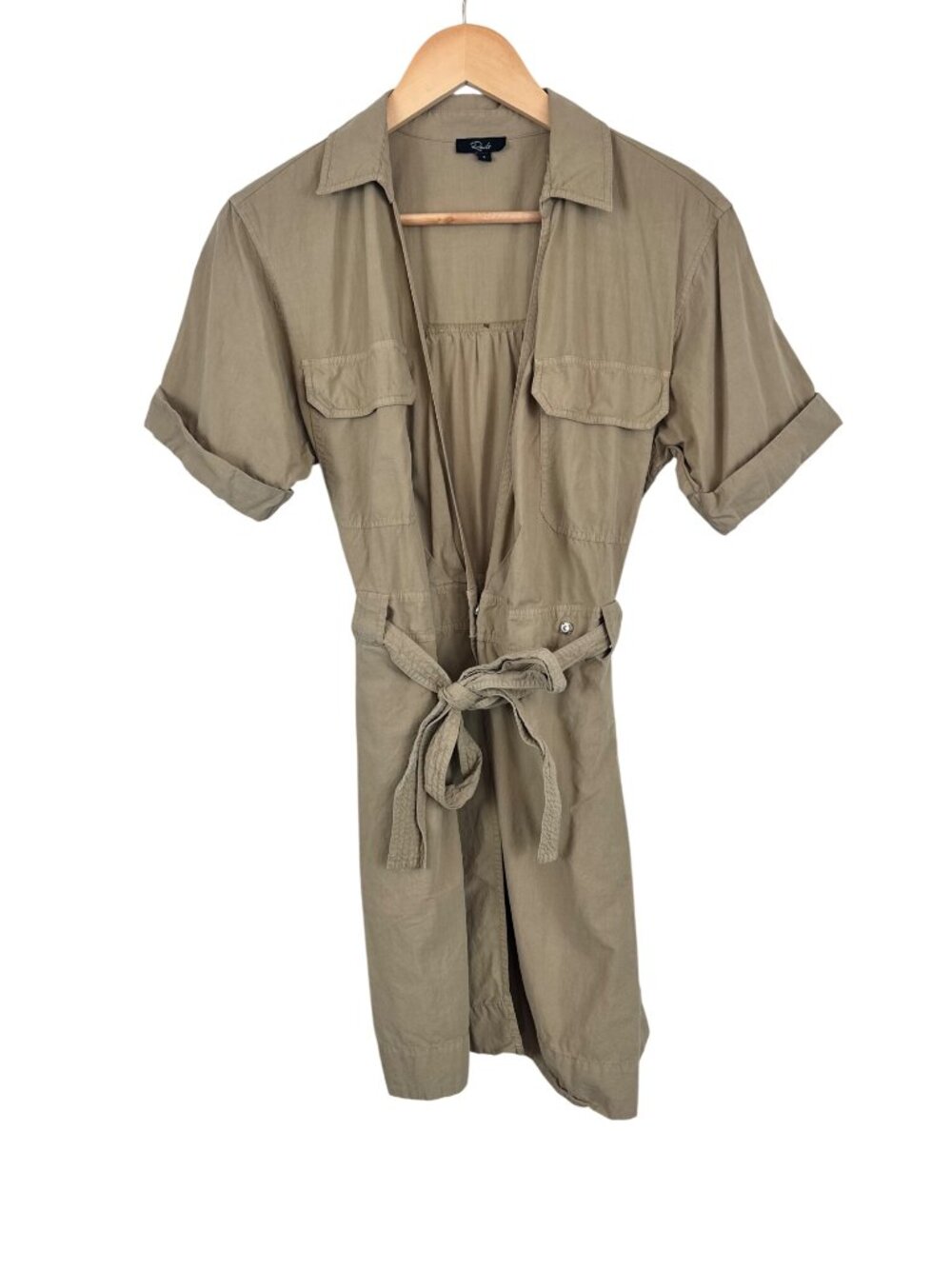 Rails Natalie Olive Khaki Wrap Dress Belted Waist Pocket Details Womens Small